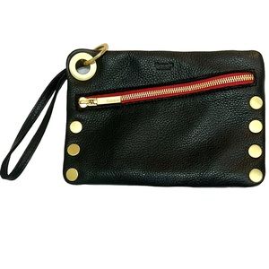 Hammitt Nash Small Black Clutch with Gold Accents